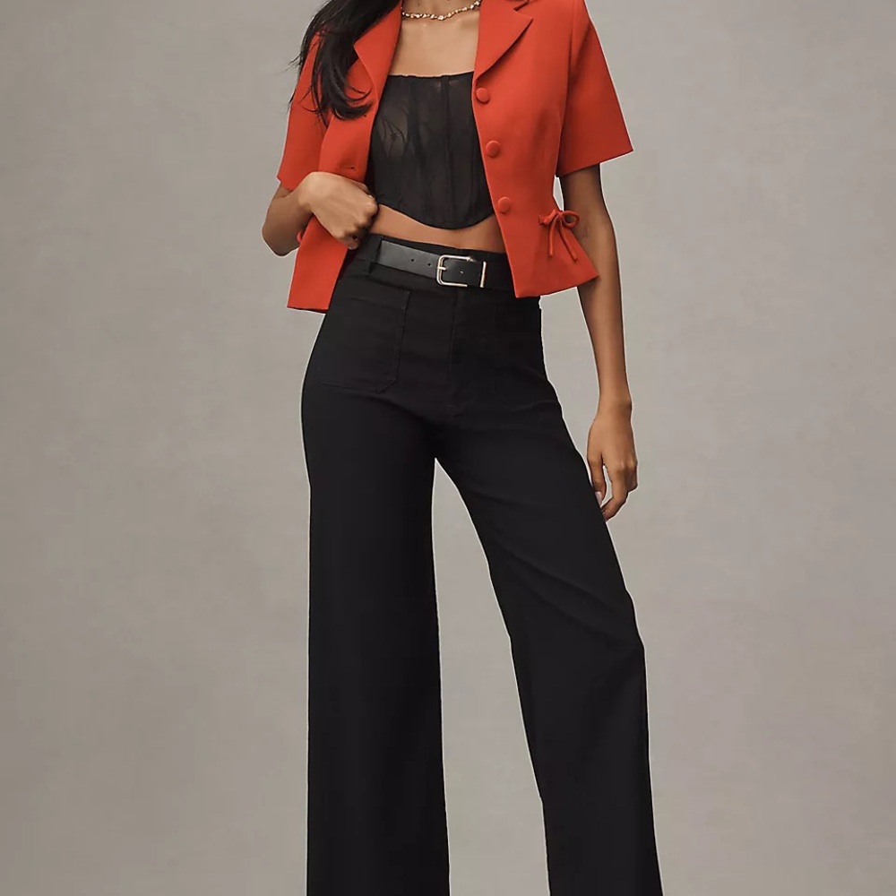 Maeve Black Wide-Leg Pants